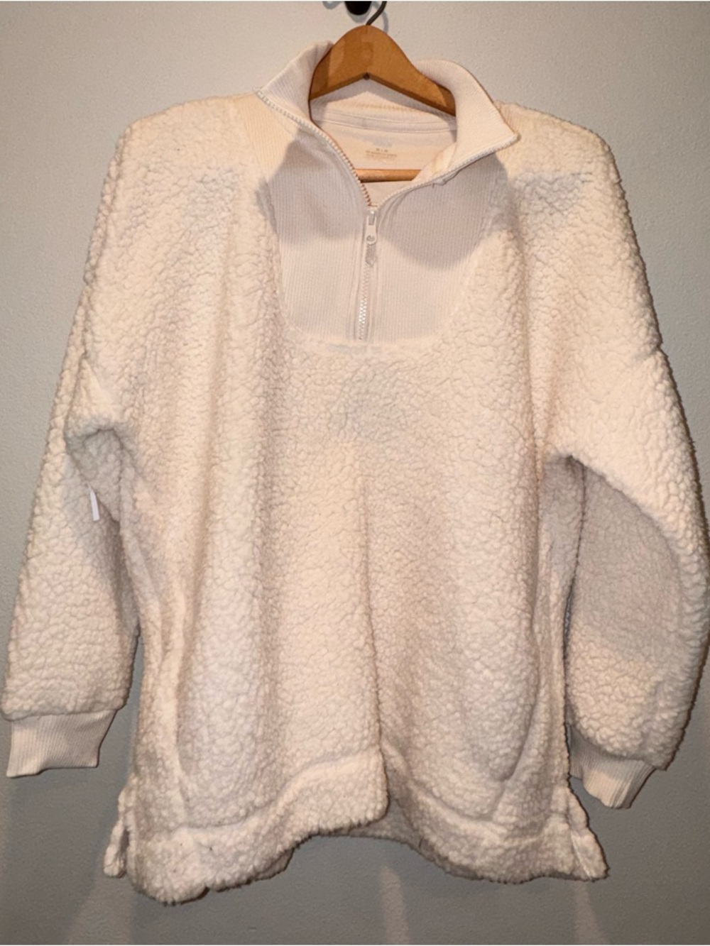 aerie Cream Sherpa Half-Zip Pullover